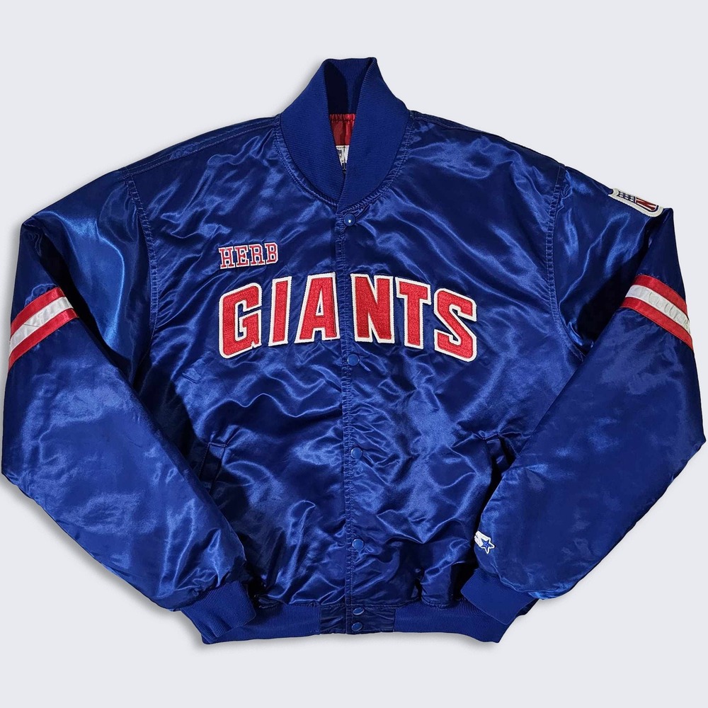 New York Giants Vintage 80s Starter Satin Bomber Jacket
